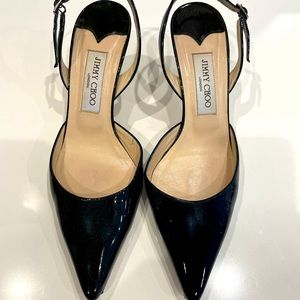 Jimmy Choo black patent muled heel size 40 - fits like a 9.5